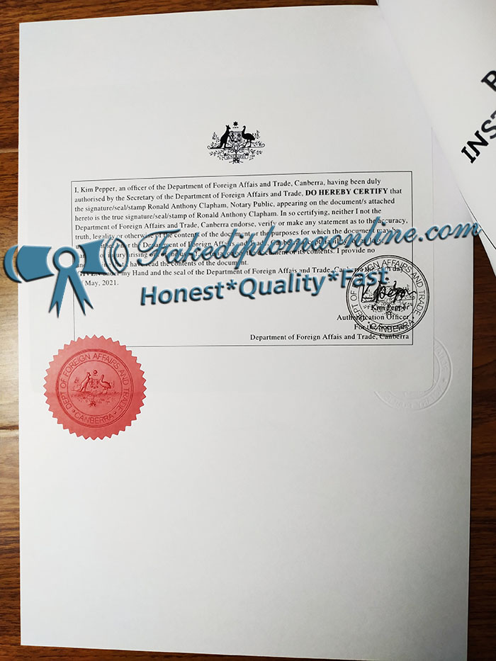 The back of Notary Public Australia Certificate