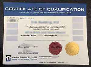 Ontario College of Trades certificate
