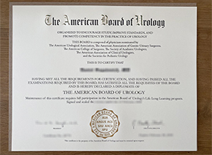 American Board of Urology certificate