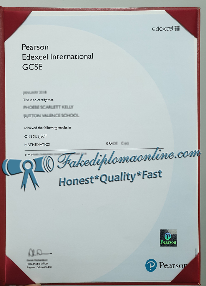 Pearson International GCE certificate