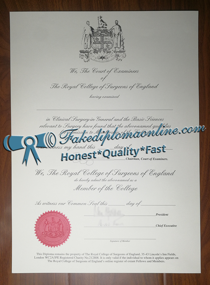 Royal College of Surgeons of England certificate
