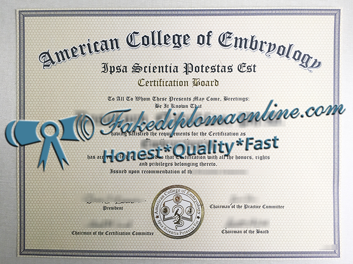 American College of Embryology degree