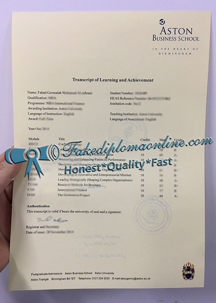 Aston University transcript
