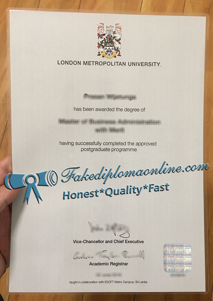 London Metropolitan University diploma