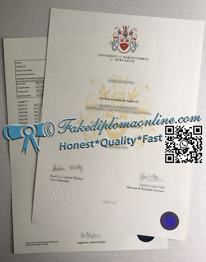 Northumbria University diploma and transcript