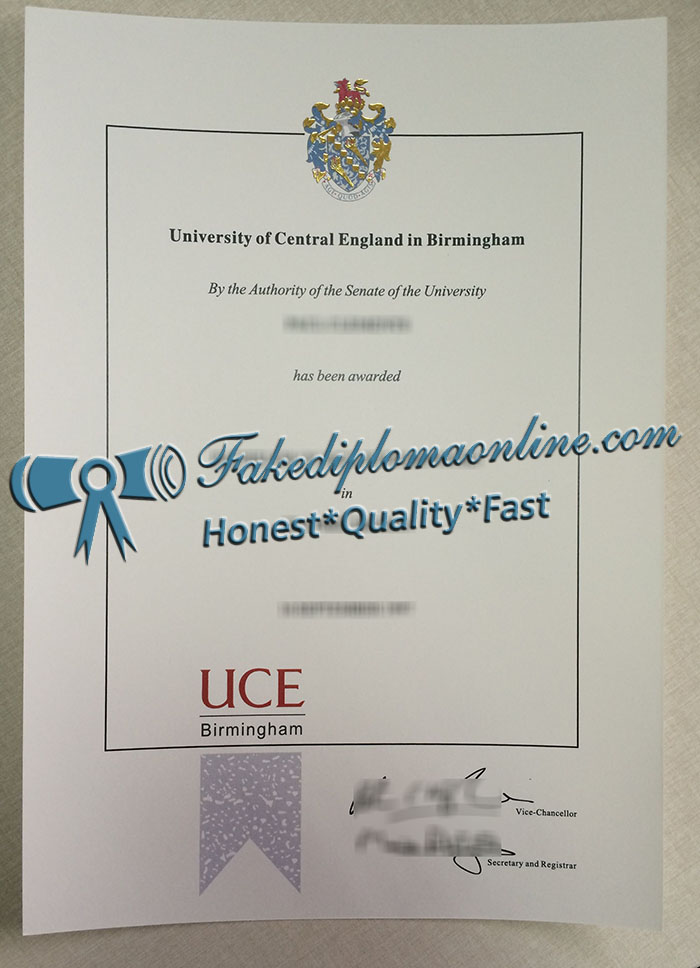 University of Central England in Birmingham diploma