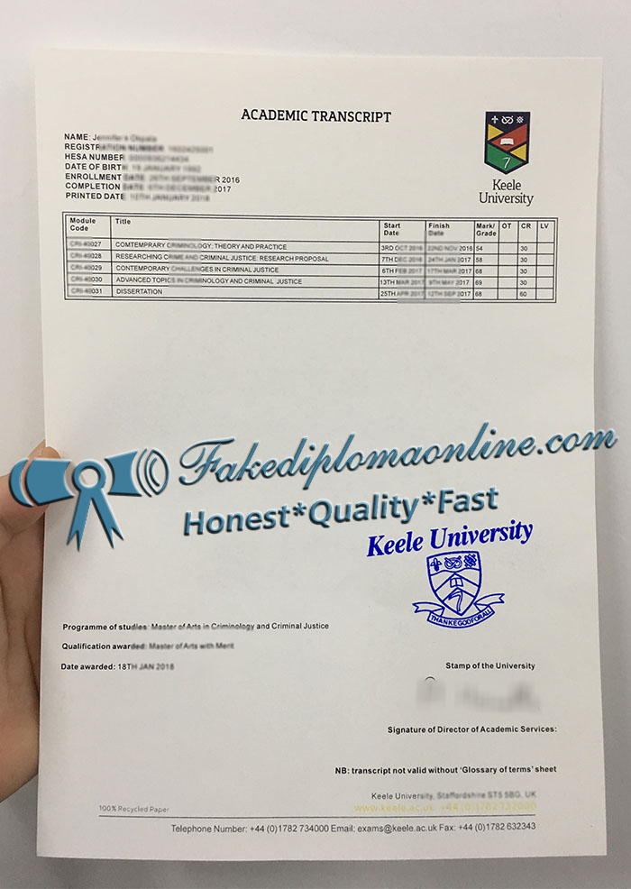 University of Keele transcript