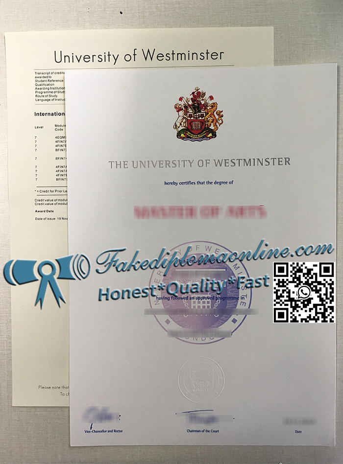 University of Westminster degree and transcript