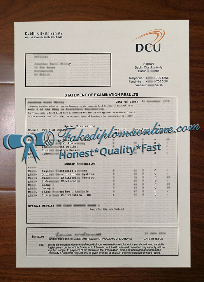 Dublin City University transcript