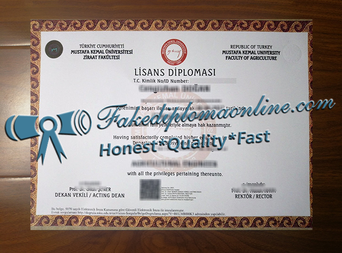 Mustafa Kemal University diploma