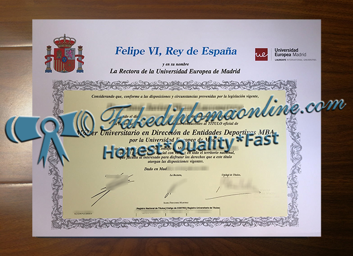 Universidad Europea de Madrid diploma