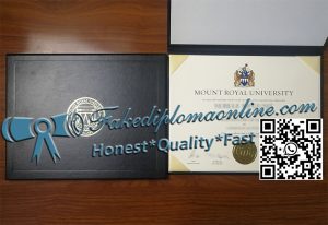 Mount Royal University diploma with a diploma cover