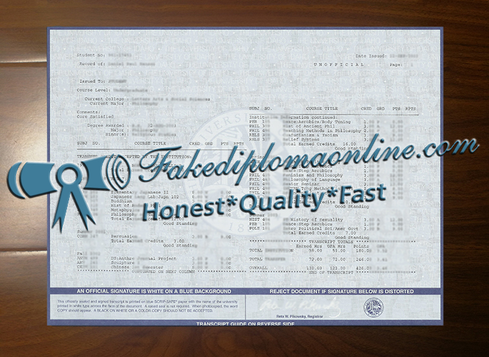 University of Idaho transcript