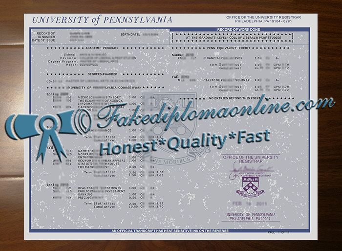 University of Pennsylvania transcript