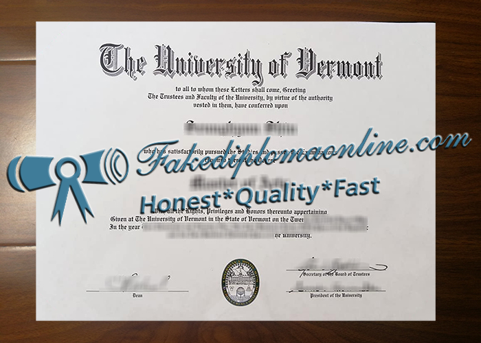 University of Vermont diploma