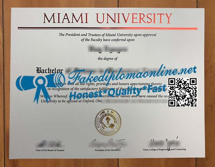 Miami University diploma