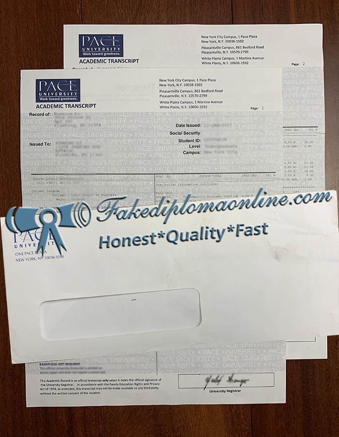 Pace University transcript
