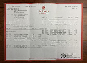St. John's University transcript