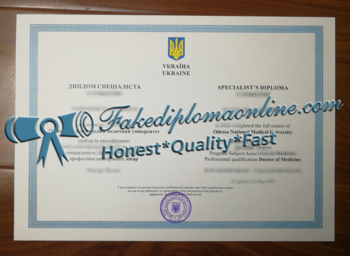 Odessa National Medical University diploma