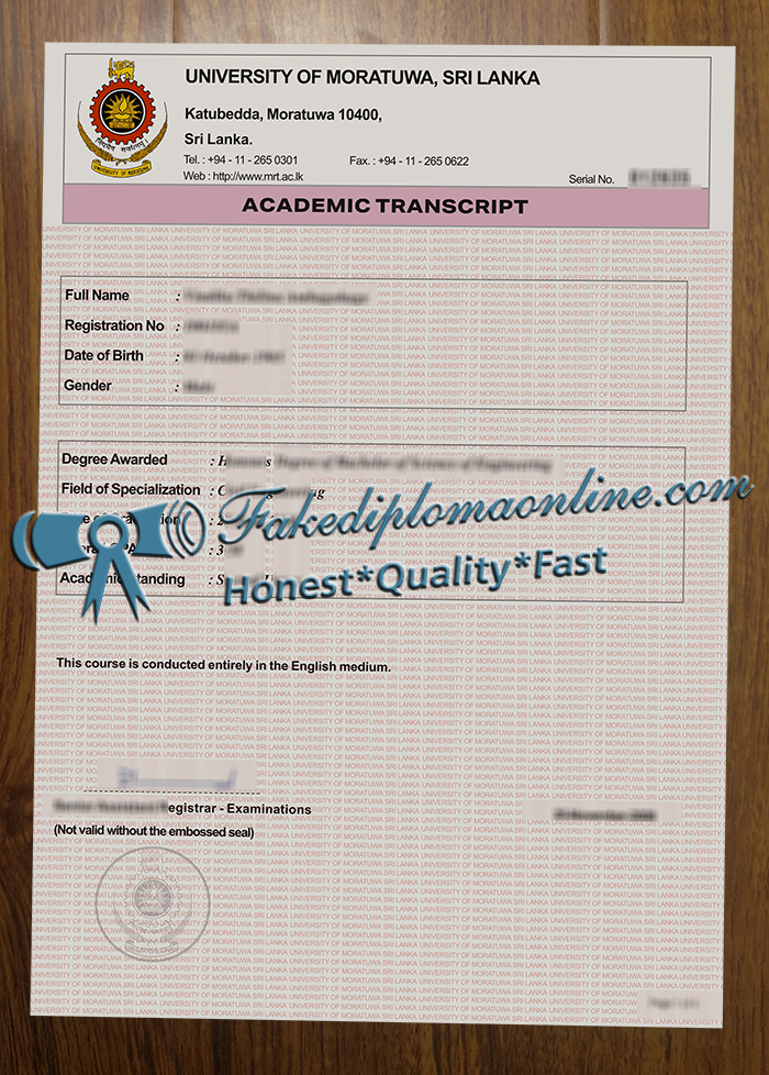 University of Moratuwa transcript