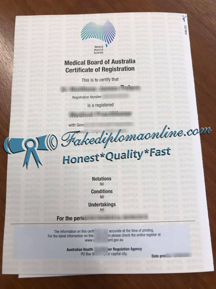 Medical Board of Australia certificate