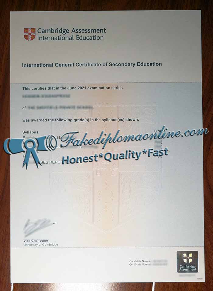 Cambridge IGCSE certificate