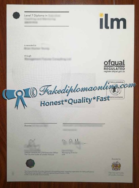 How to order a realistic ILM Level 7 diploma certficate online