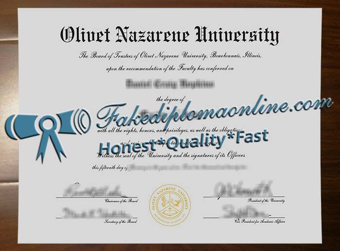 Olivet Nazarene University diploma
