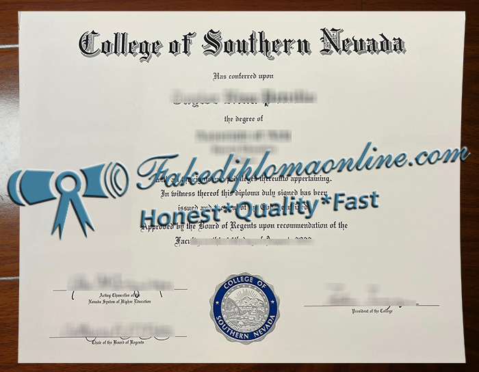 College of Southern Nevada diploma