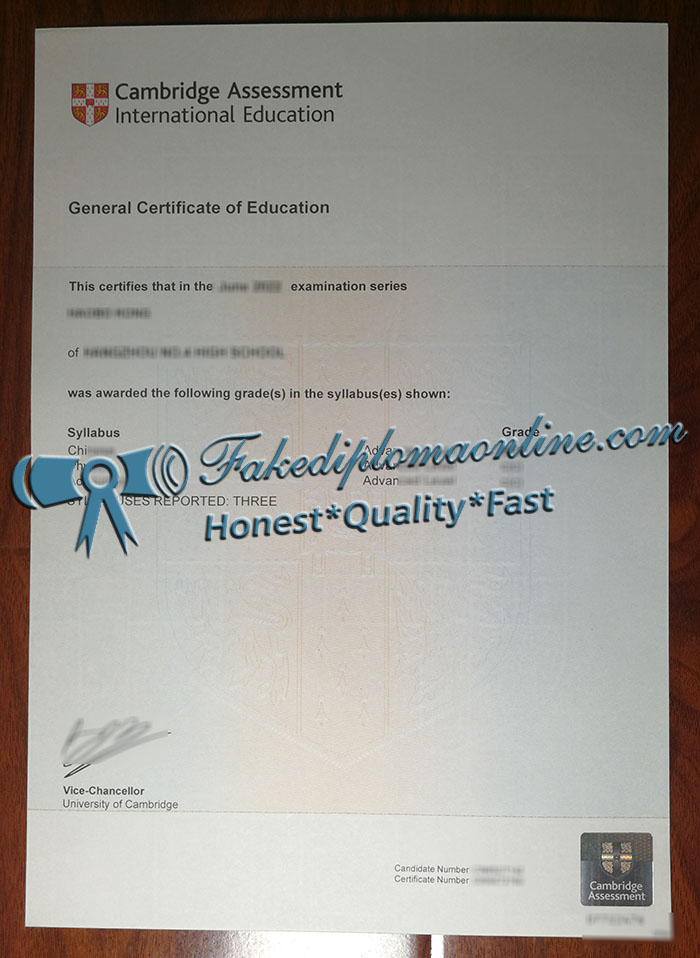 General Certificate of Education certificate
