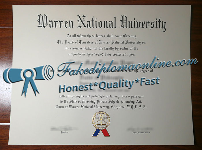Warren National University diploma