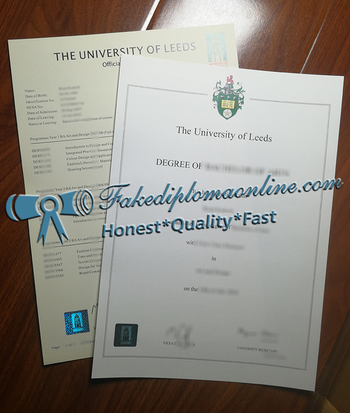 University of Leeds diploma and transcript