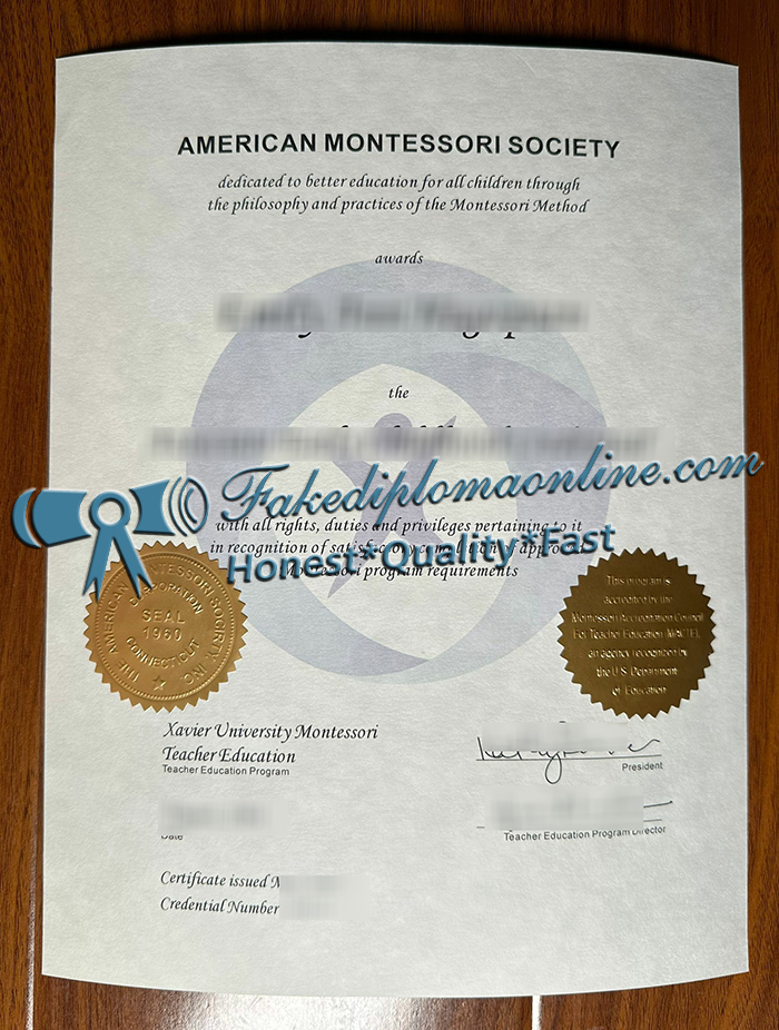 American Montessori Society certificate