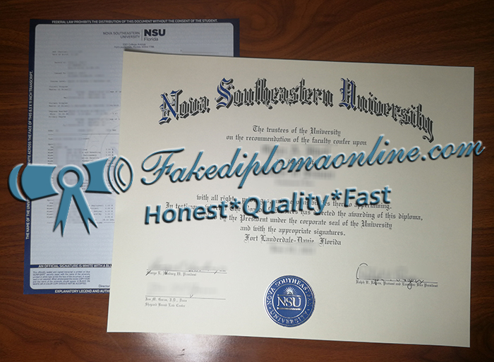 Nova Southeastern University diploma and transcript