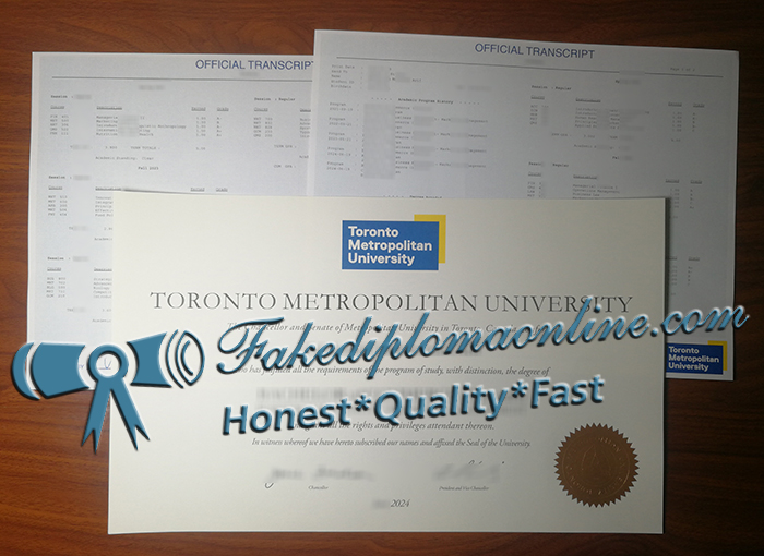 Toronto Metropolitan University diploma and transcript