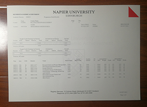 Edinburgh Napier University transcript