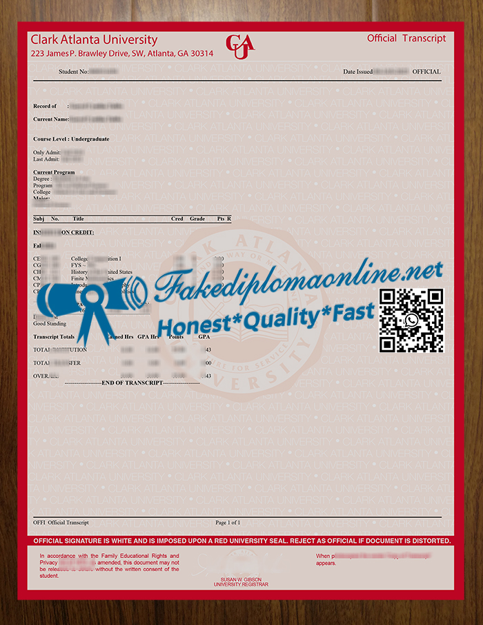 Clark Atlanta University transcript
