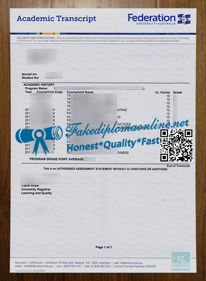 Federation-University-transcript
