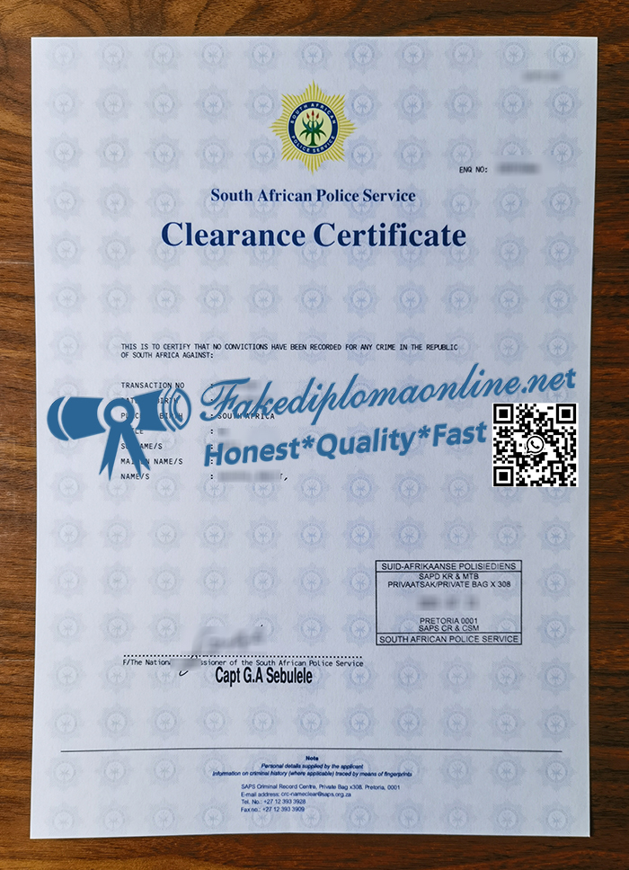 South African Police Clearance Certificate