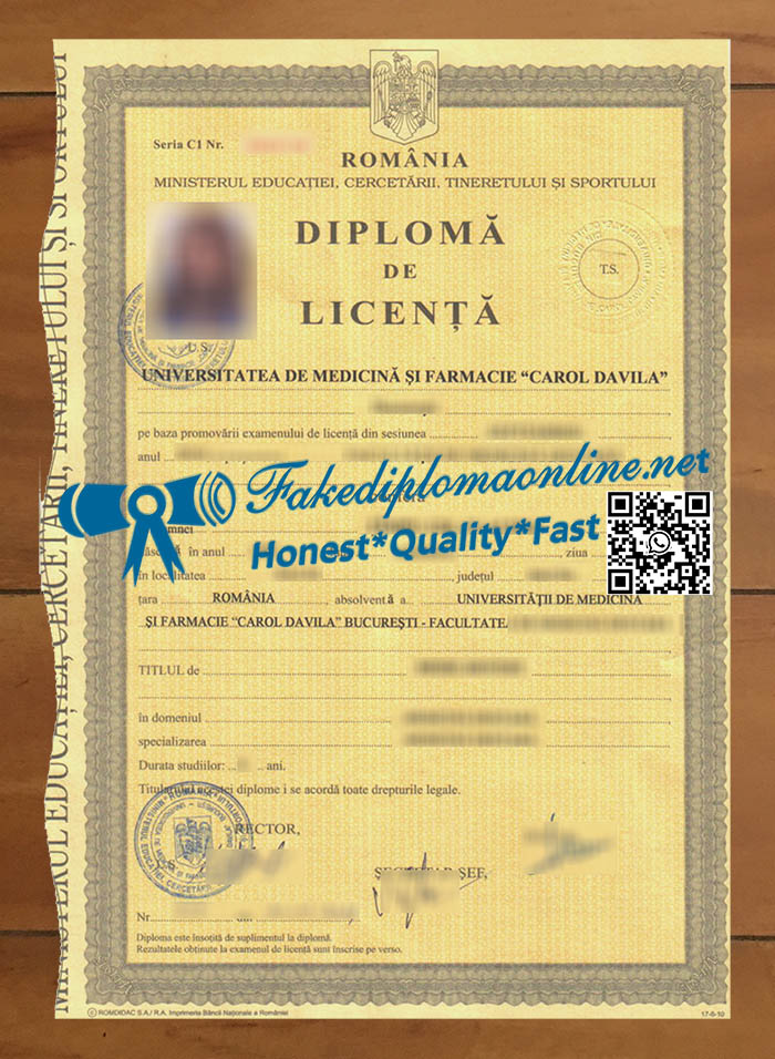 Universitatea de Medicină și Farmacie „Carol Davila” diploma
