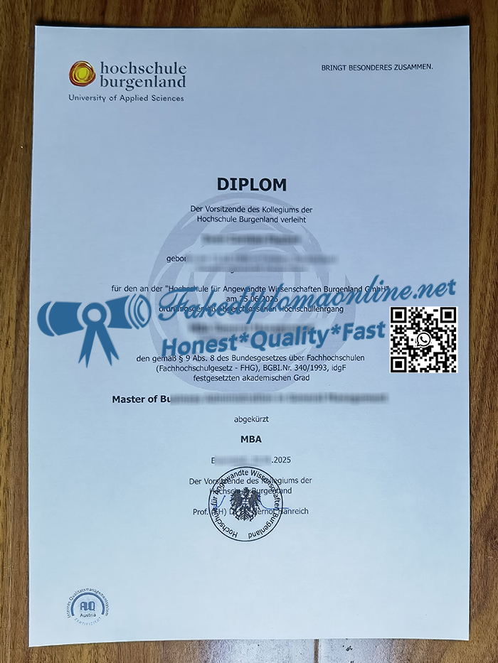 Hochschule Burgenland diploma