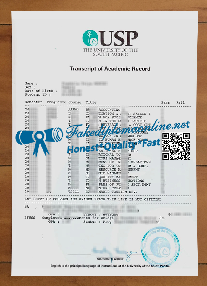 University of the South Pacific transcript