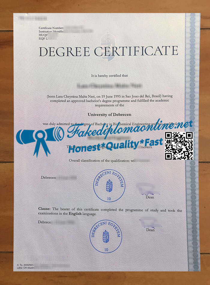 University of Debrecen diploma