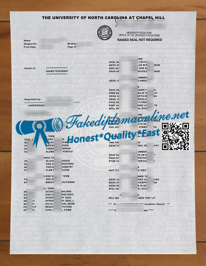 University of North Carolina at Chapel Hill transcript