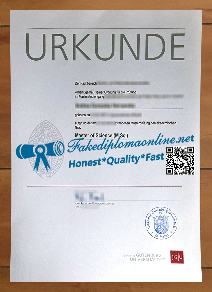 Johannes Gutenberg Universität Mainz diploma