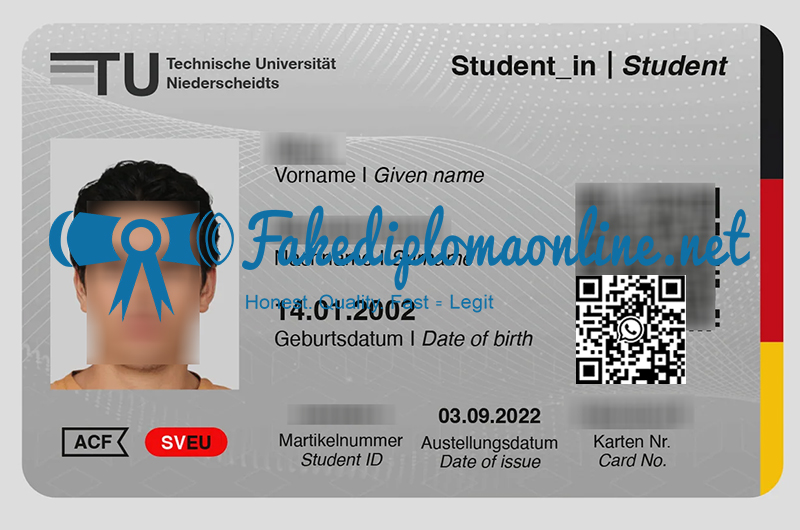Technische Universität Niederscheidts student card
