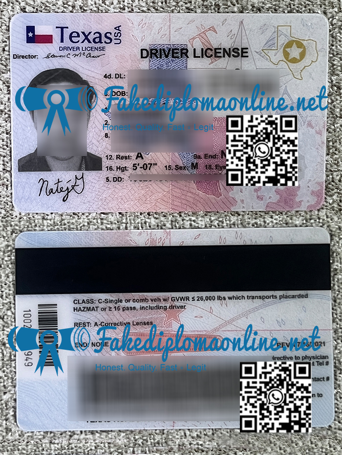 Texas driver License card