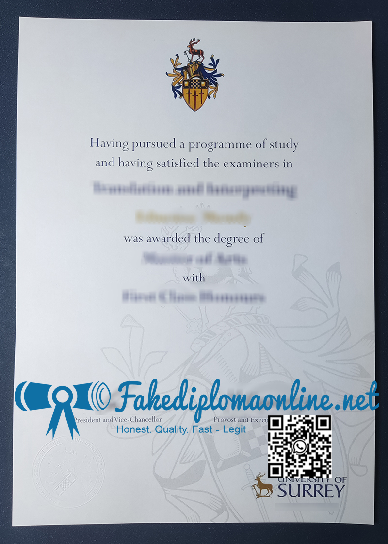 University of Surrey degree Certificate