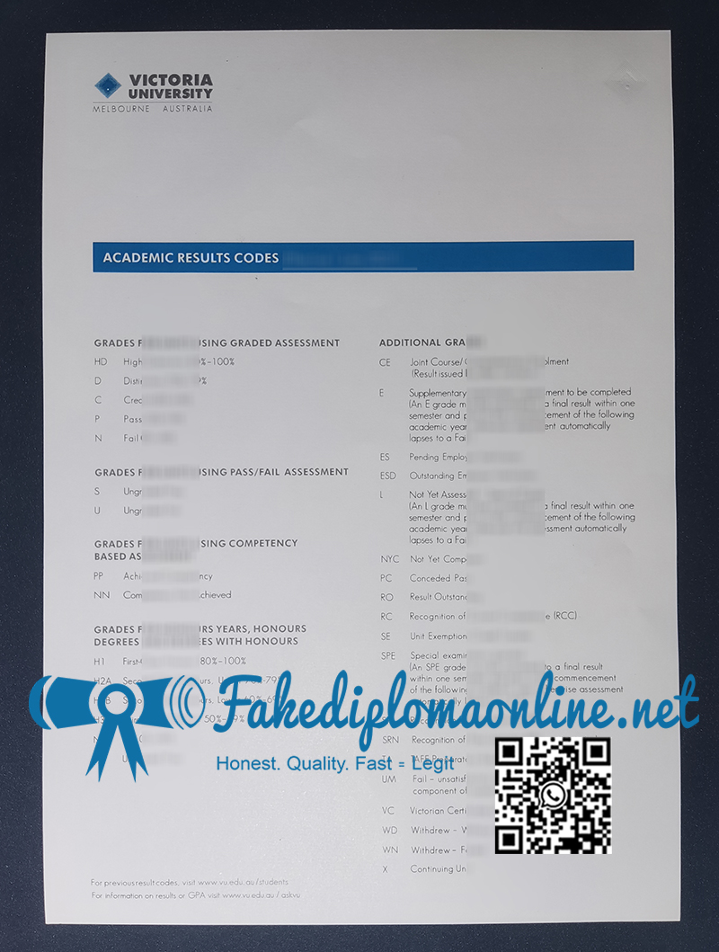 Victoria University, Melbourne transcript