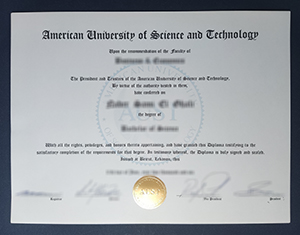 American University of Science and Technology diploma-FI